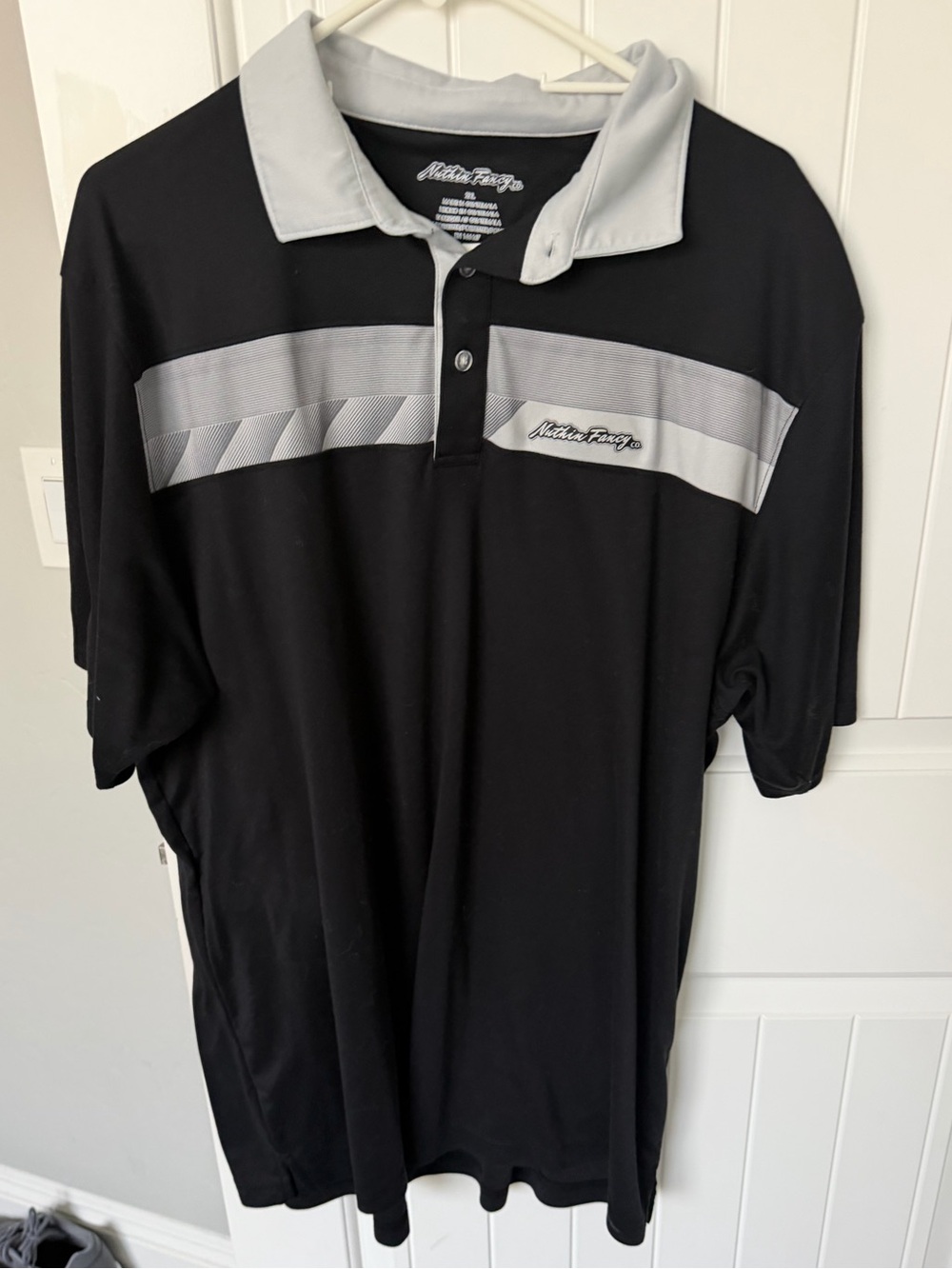 Men's Black Polo with Gray Contrast Panels -